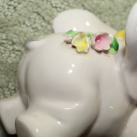 Vintage MCM Lefton China 3.5" x 5.5" Elephant Porcelain Bank (no stopper) - Picture 6 of 6